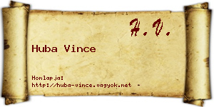 Huba Vince névjegykártya